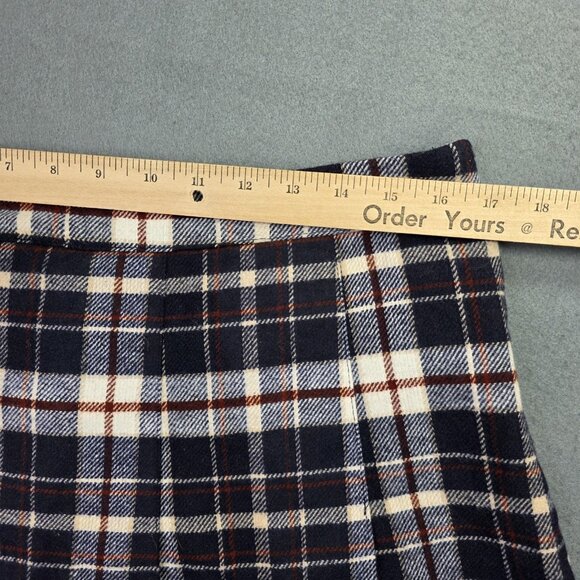 Blue Tartan Plaid Mini Skirt Women 12 Pleated Wool Blend Skort Academia Preppy - Picture 7 of 8
